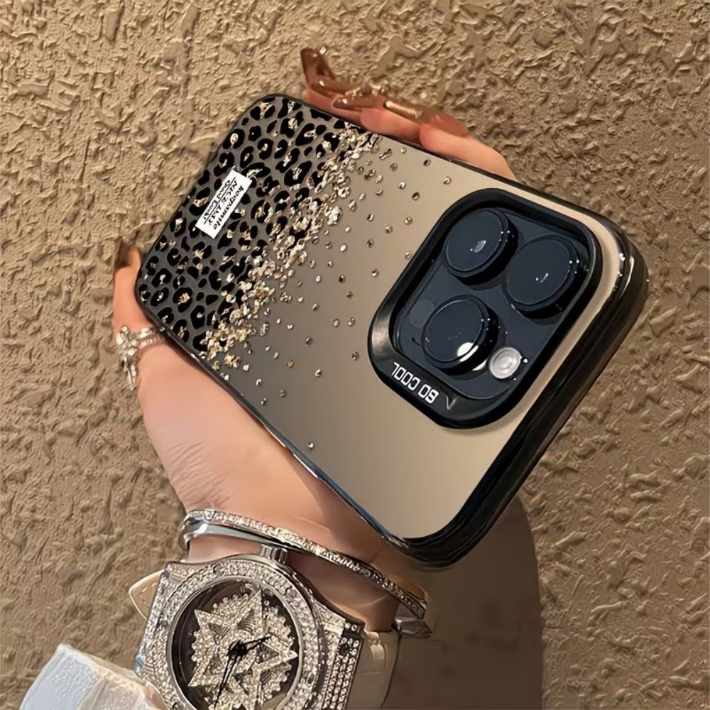 Phone Cases Leopard Print - Leopar Desenli Altın Mat Kaplama Telefon