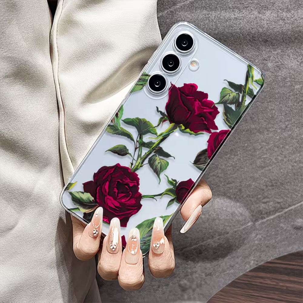 Phone Cases Red - Estetik Kırmızı Gül Çiçekli Telefon Kılıfı