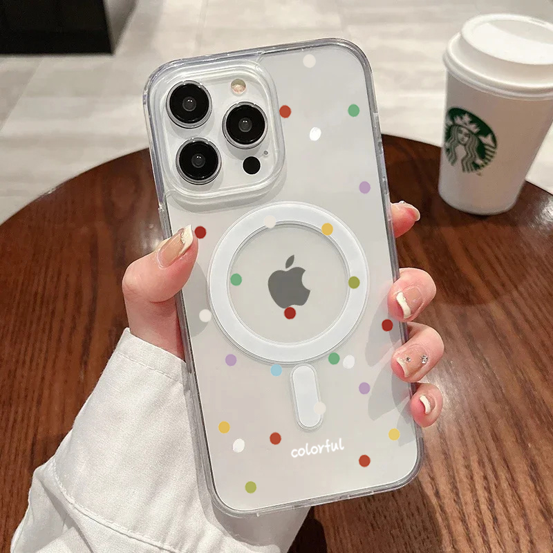 Phone Cases Korea - INS Kore Yaratıcı Renkli Dalga Noktalı