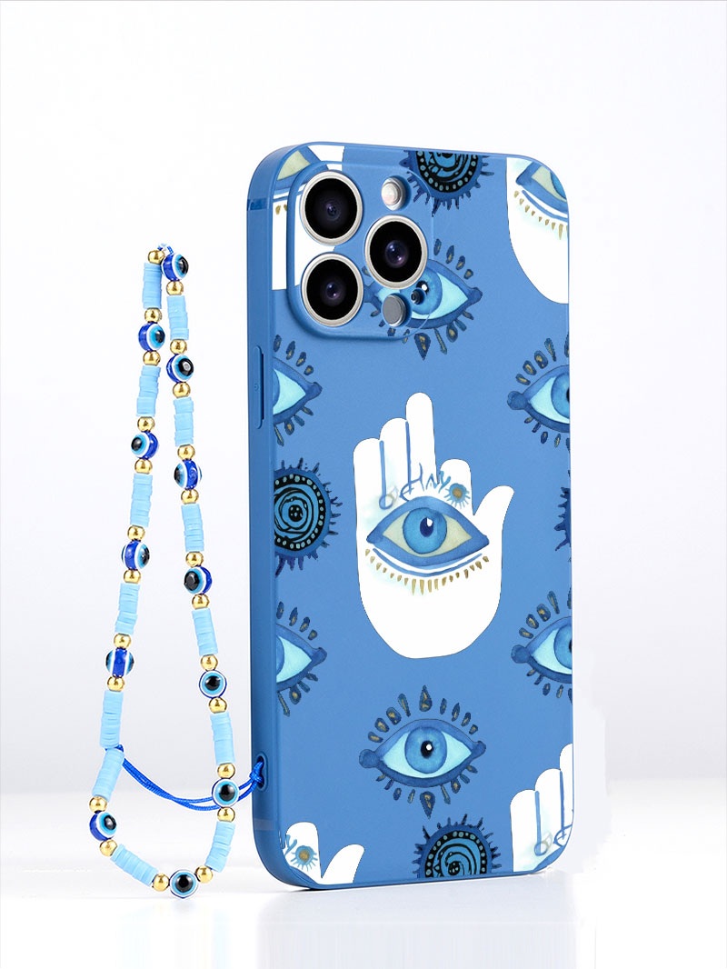Phone Cases Classy - Lüks Sıvı Silikon Mavi Nazar Boncuklu