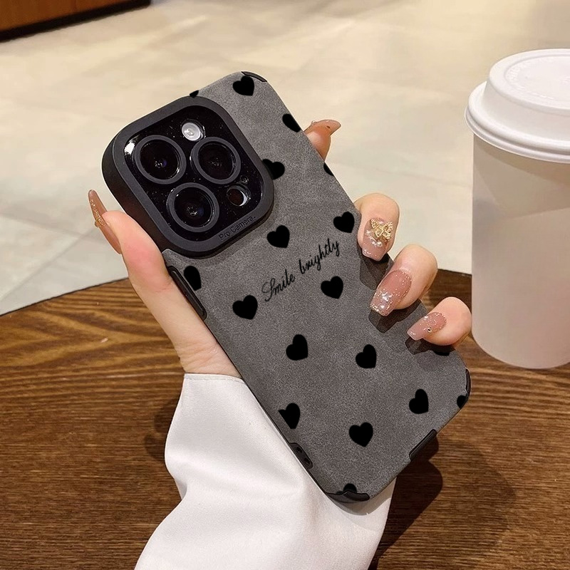 Phone Cases Classy - Yeni Lüks Siyah Kalp Desenli Yumuşak