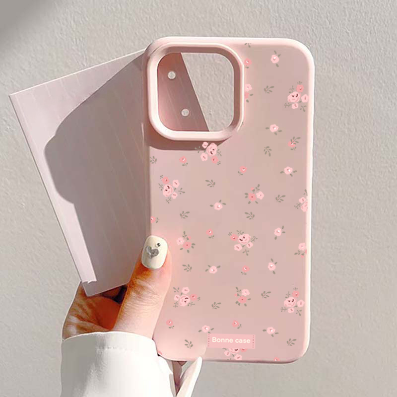 Phone Cases Korea - INS Kore Pembe Çiçekli Telefon Kılıfı