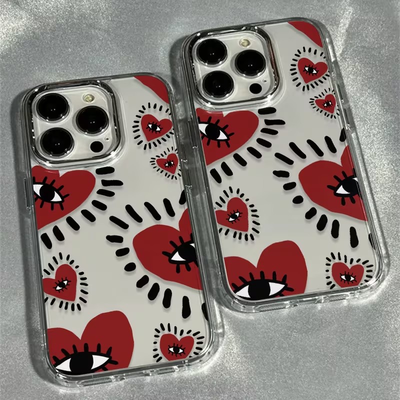 Phone Cases Red - Benzersiz Kırmızı Kalp Gözlü Çerçeveli Yumuşak