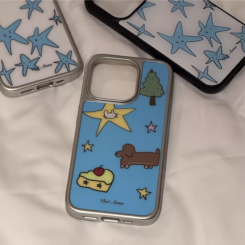 Phone Cases Korea - Kore INS Niş Yaratıcı Mavi Yıldızlı